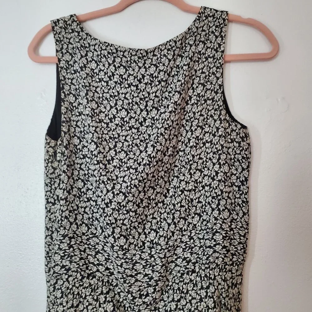 Casual Corner Dress Black Floral Size 8 Size Zip Lined - Picture 2 of 13